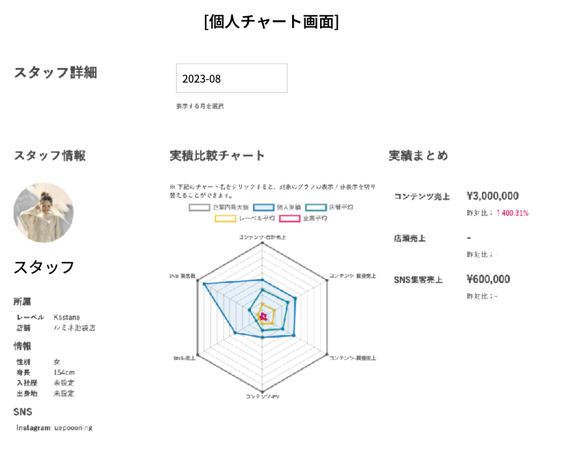 実績サマリー画面
